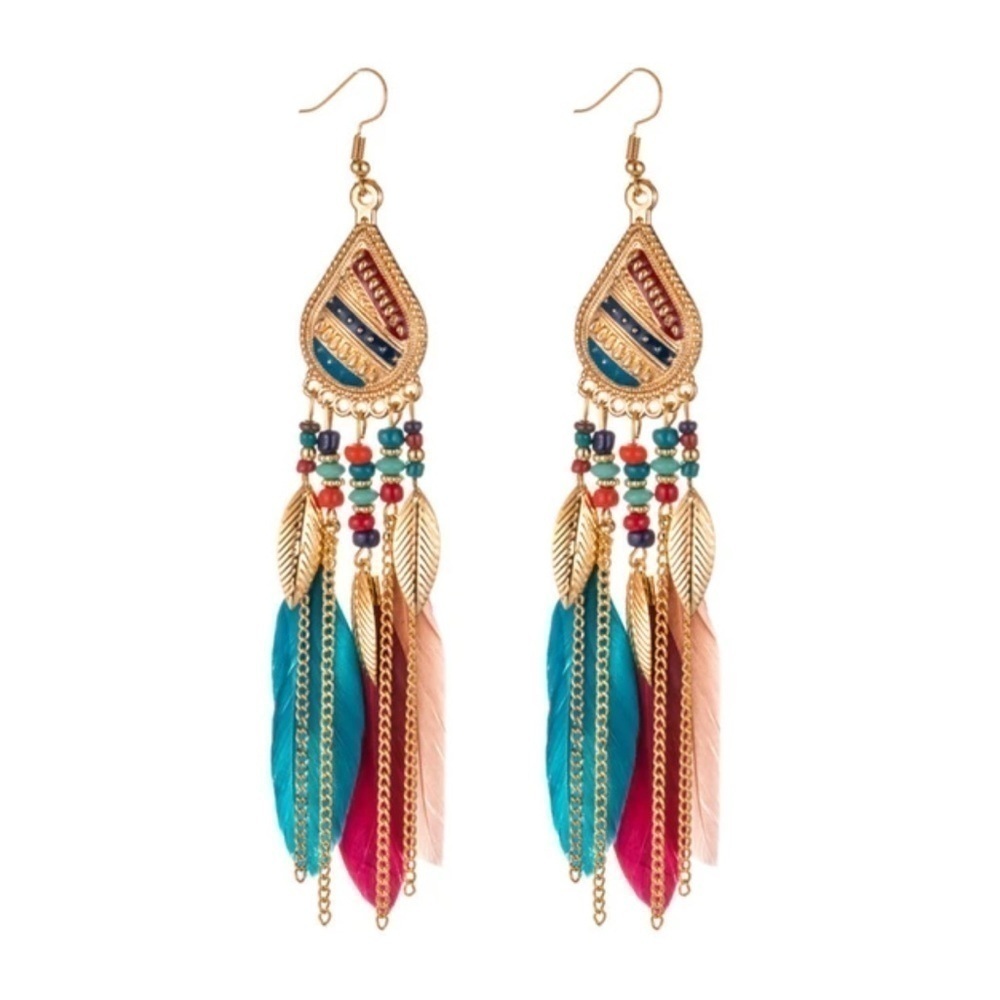 Hook Earrings Beaded Jewelry Long Vintage Dangle Earrings for Banquet or Wedding